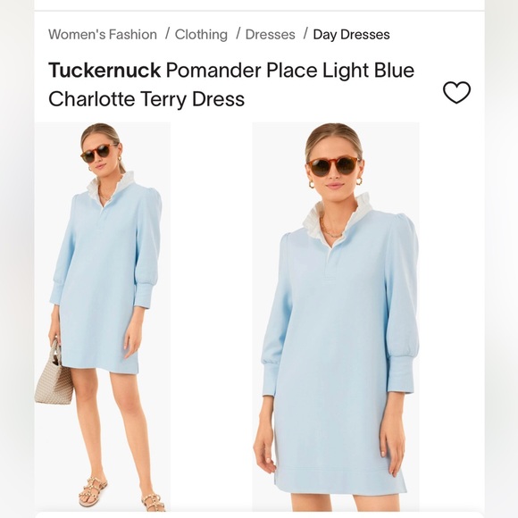 Tuckernuck Light Blue Charlotte Terry Dress Xl - Picture 1 of 3